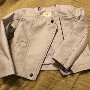 Used Toddler Beige / Cream Faux Leather Jacket 2t